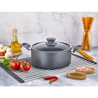 Polo Chef Fiesta Cam Kapaklı Granit 24 cm Derin Tencere