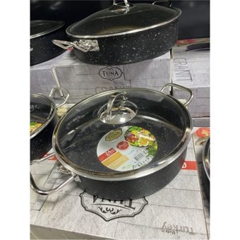 Tuna House No:24 Cam Kapaklı Granit 24 cm Basık Tencere