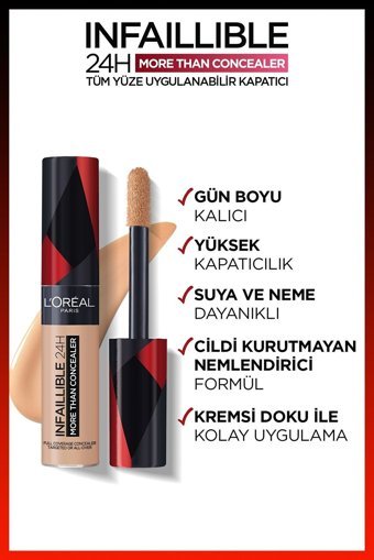 L'oreal Paris Infailliable 322 Ivory Nemlendiricili Göz Altı ve Yüz Likit Fırça Kapatıcı