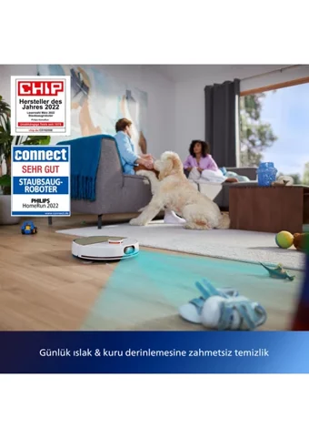 Philips HomeRun 7000 Serisi Aqua XU7000/02 Akıllı 5000 Pa Beyaz Robot Süpürge