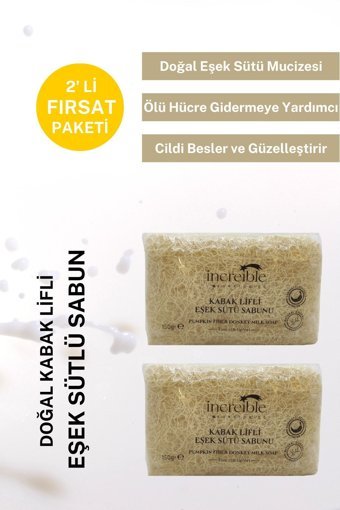 İncreible Laboratories Doğal Eşek Sütü-Kabak Lifli Katı Sabun 300 gr