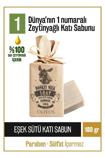 Olivos Doğal Eşek Sütü-Zeytinyağlı Katı Sabun 180 gr