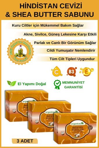 Organicsun Besleyici Ve Onarıcı Hindistan Cevizi-Shea Butter Katı Sabun 3x140 gr