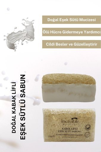 İncreible Laboratories Doğal Eşek Sütü-Kabak Lifli Katı Sabun 150 gr