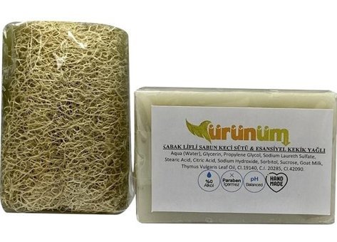 Ürünüm Şifalı Bitkiler Kabak Lifli-Kekik-Keçi Sütlü Katı Sabun 100 gr