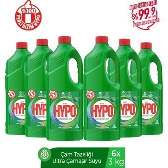 Hyper Hypo Biyosidal Belgeli Çam Tazeliği Banyo-Mutfak İçin Konsantre Sıvı Çamaşır Suyu 6x3 kg