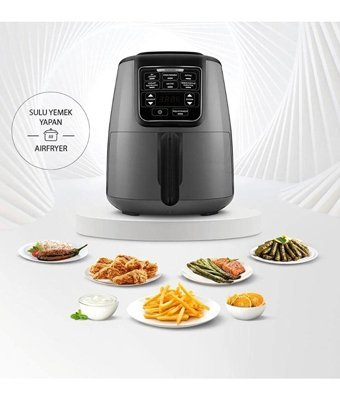 Karaca Air Pro Cook XL 2 in 1 Konuşan (153.03.08.3592) Airfryer 4 lt Tek Hazneli Izgara Yapan Sıcak Hava Fritözü Gri