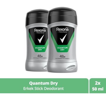 Rexona Quantum Dry Pudrasız Antiperspirant Stick Erkek Deodorant 2x50 ml