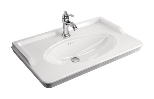 Kale Artdeco Klasik Tekli 80 cm Seramik Seramik Dikdörtgen Lavabo Beyaz