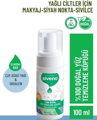 Siveno Natural C Vitaminli Alkolsüz Yağlı Ciltler Yağ Bazlı Yüz Temizleme Köpüğü 100 ml