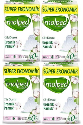 Molped Pure & Soft Organik İnce 18'li Hijyenik Ped 4 Adet