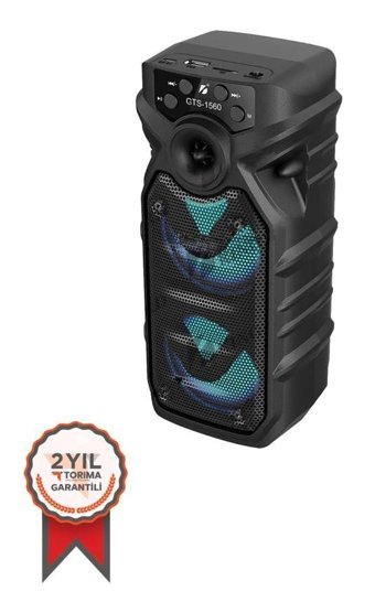 Torima GTS-1560 Radyolu Işıklı Taşınabilir Siyah Bluetooth Hoparlör