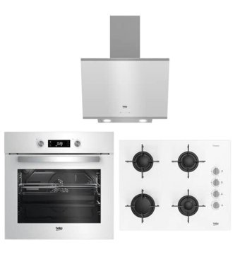 Beko BFC 430 B - OCD T 6510 EB - BDE6060B/BDE6062B Dijital Gösterge Doğalgazlı Cam Klasik Set Üstü Davlumbaz 3'lü Ankastre Set Beyaz