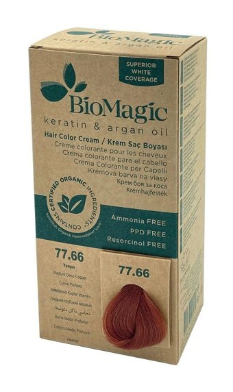 BioMagic Keratin & Argan Yağı 77.66 Tarçın Krem Saç Boyası 60 Ml