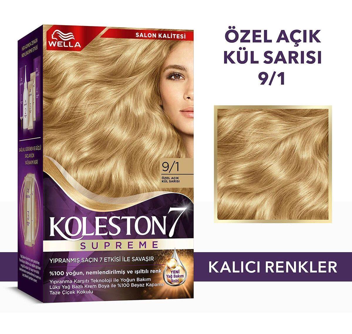 Wella Koleston Supreme 9.1 Özel Açık Kül Sarısı Krem Saç Boyası 50 Ml