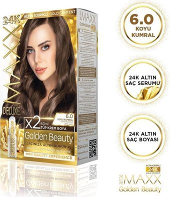 Maxx Deluxe Golden Beauty 6.0 Koyu Kumral Krem Saç Boyası 60 Ml