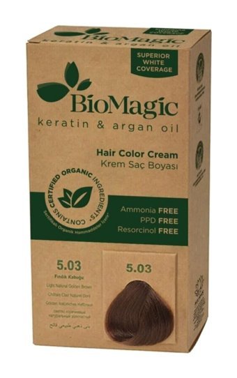 BioMagic Doğal 5.03 Fındık Kabuğu Amonyaksız Krem Saç Boyası 60 Ml