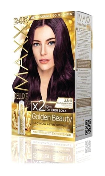 Maxx Deluxe Golden Beauty 3.66 Patlıcan Moru Krem Saç Boyası 60 Ml