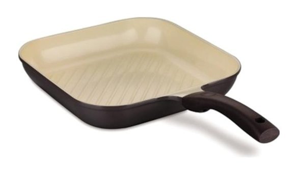 Korkmaz Natura A1445 Plastik Saplı Seramik 28 cm Grill Tava Siyah