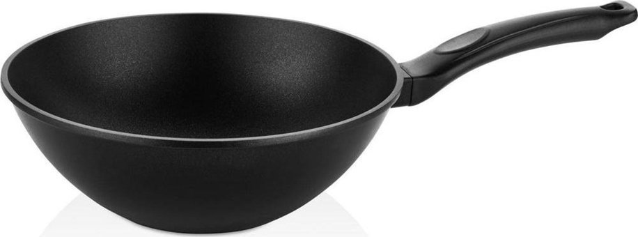 Cem Premium Plastik Saplı Alüminyum 28 cm Wok Tava Siyah