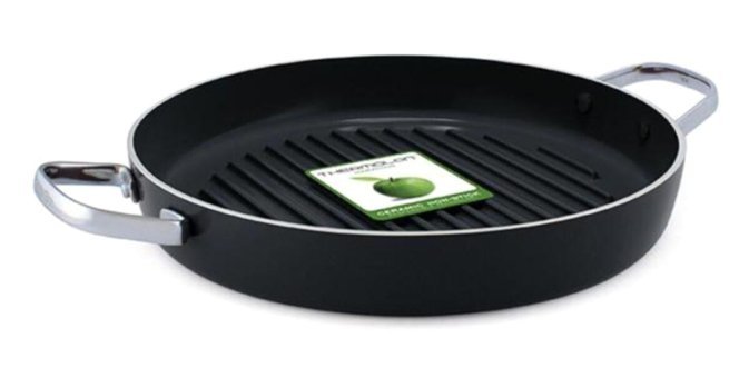 Greenpan Cambridge Thermolon Çelik Saplı Seramik 28 cm Grill Tava Siyah