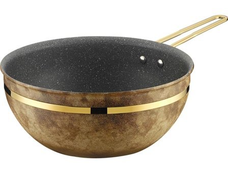 Brioni Royal Stone Metal Saplı Alüminyum 26 cm Wok Tava Kahverengi