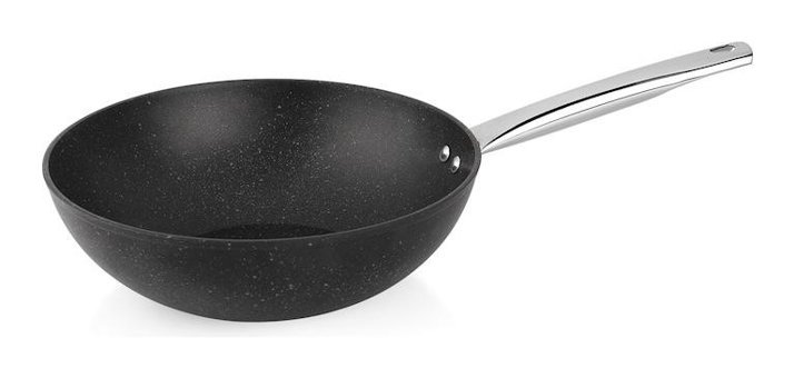 Schafer Black Stone Metal Saplı Seramik 28 cm Wok Tava Siyah