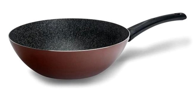 Cem Mars Plastik Saplı Alüminyum 28 cm Wok Tava Kırmızı