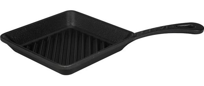 Lava Kare Plastik Saplı Döküm 16 cm Grill Tava Siyah