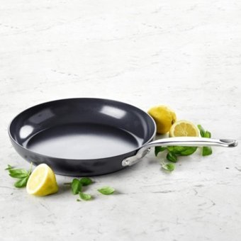 Greenpan Barcelona Thermolon Çelik Saplı Paslanmaz Çelik 24 cm Kızartma Tava Siyah