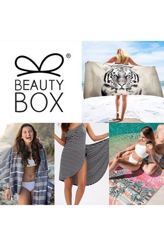 Beauty Box Jolly Pamuklu Plaj Havlusu Mavi Pembe