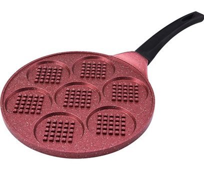 Emsan Smile 7 Bölüm Plastik Saplı Granit 26 cm Waffle Tava Kırmızı