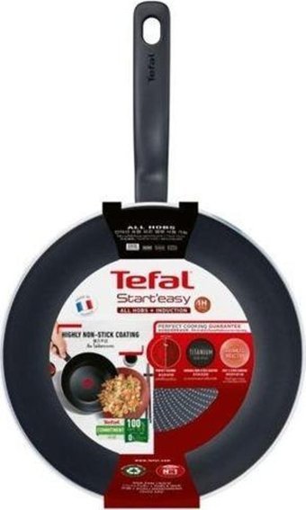 Tefal Start'easy Plastik Saplı 24 cm Düz Tava Siyah