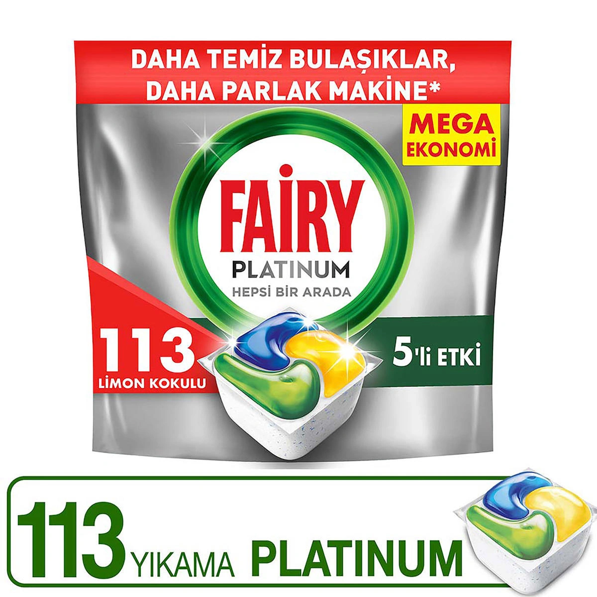 Fairy Platinum Limon Tablet Bulaşık Makinesi Deterjanı 113 Adet