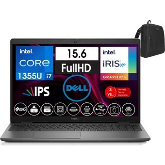 Dell Latitude 3550 N012L54501404 Dahili Iris Xe Graphics Eligible Intel Core i7 1355U 16 GB Ram 2 TB SSD 15.6 inç Full HD Freedos Laptop + Zetta Çanta