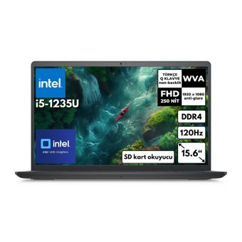 Dell Inspiron 3520 I352010030U BT135 Dahili Intel UHD Graphics Intel Core i5 1235U 24 GB Ram 1 TB SSD 15.6 inç Full HD Windows 11 Home Laptop