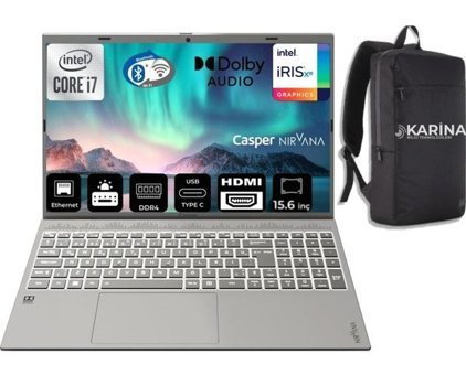 Casper Nirvana C550.1255-BV00X-32 Dahili Iris Xe Graphics Eligible Intel Core i7 1255U 32 GB Ram 2 + 2 TB SSD 15.6 inç Full HD Windows 11 Pro Laptop