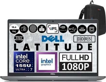 Dell Latitude 5550 N021L555015EMEAH05 Dahili Graphics Intel Core Ultra 7 155U 16 GB Ram 4 TB SSD 15.6 inç Full HD Windows 11 Home Laptop