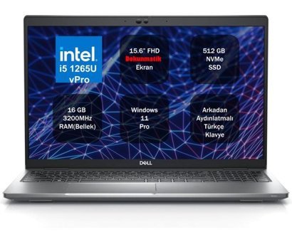 Dell Latitude 5530 Dahili Iris Xe Graphics Eligible Intel Core i7 1265U 16 GB Ram 512 GB SSD 15.6 inç Full HD Windows 11 Pro Dokunmatik Laptop