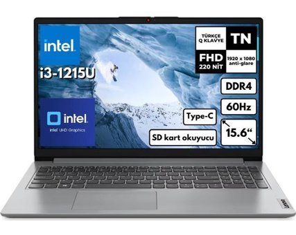 Lenovo IdeaPad 82QD00GMTX BT15 Dahili UHD Graphics Intel Core i3 1215U 24 GB Ram 2 TB SSD 15.6 inç Full HD Freedos Laptop