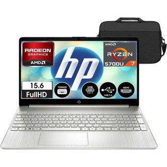 Hp 15S-EQ2000NT3 Harici AMD Radeon RX Vega 8 AMD Ryzen 7 5700U 24 GB Ram 512 GB SSD 15.6 inç Full HD Freedos Laptop + Cimete Çanta