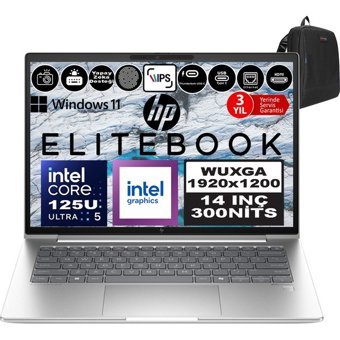 Hp EliteBook 640 G11 9Y7L3ETP11 Dahili AI Boost Intel Core Ultra 5 125U 32 GB Ram 2 TB SSD 14 inç WUXGA Windows 11 Pro Laptop + Zetta Çanta