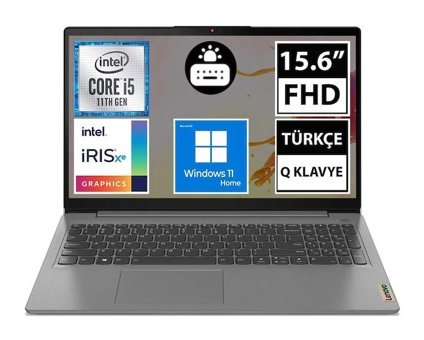 Lenovo IdeaPad 3 15ITL6 82H80369TX Dahili Iris Xe Graphics Eligible Intel Core i5 1155G7 8 GB Ram 512 GB SSD 15.6 inç Full HD Windows 11 Home Laptop