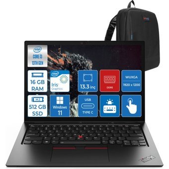 Lenovo ThinkPad L13 Yoga L21FKS0CX0P1 Dahili Iris Xe Graphics Eligible Intel Core i5 1345U 16 GB Ram 512 GB SSD 13.3 inç WUXGA Windows 11 Pro Dokunmatik Laptop + Zetta Çanta