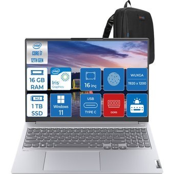 Lenovo ThinkBook 16 CY006LTRH02 Dahili Iris Xe Graphics Eligible Intel Core i7 1255U 16 GB Ram 1 TB SSD 16 inç WUXGA Windows 11 Home Laptop + Zetta Çanta