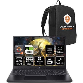 Acer Nitro V 15 NHQSFEY004P382 Harici GeForce RTX 4060 AMD Ryzen 5 7535HS 8 GB Ram 512 GB SSD 15.6 inç Full HD Windows 11 Pro Gaming Laptop + PER4 Çanta