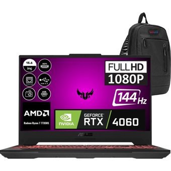 Asus TUF Gaming A15 FA507NV LP023F01 Harici GeForce RTX 4060 AMD Ryzen 7 7735HS 16 GB Ram 512 GB SSD 15.6 inç Full HD Freedos Gaming Laptop + Zetta Çanta