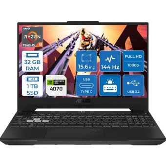 Asus TUF Gaming A15 FA507XI-LP04313 Harici GeForce RTX 4070 AMD Ryzen 9 7940HS 32 GB Ram 1 TB SSD 15.6 inç Full HD Freedos Gaming Laptop