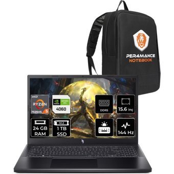 Acer Nitro V 15 NHQSFEY004P313 Harici GeForce RTX 4060 AMD Ryzen 5 7535HS 24 GB Ram 1 TB SSD 15.6 inç Full HD Freedos Gaming Laptop + PER4 Çanta