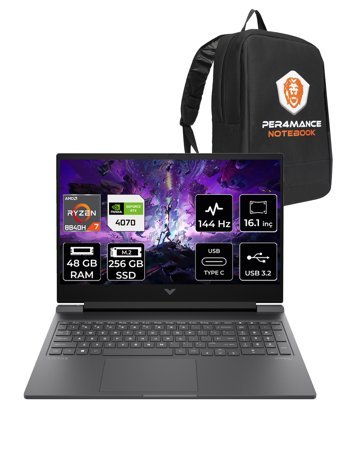 Hp Victus 16 A05N6EA Harici GeForce RTX 4070 AMD Ryzen 7 8840H 48 GB Ram 256 GB SSD 16.1 inç Full HD Freedos Gaming Laptop + PER4 Çanta